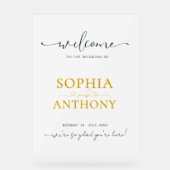 Modern minimalistisch acryl bruiloft welkom teken bord (Voorkant)