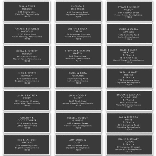 Modern minimalistisch | Adresetiketten voor zwarte Sticker (Voorkant)