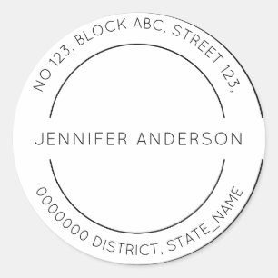 Modern minimalistisch adreslabel op maat ronde sticker
