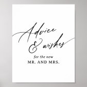 Modern Minimalistisch Advies en Wensen Trouwbord Poster (Voorkant)