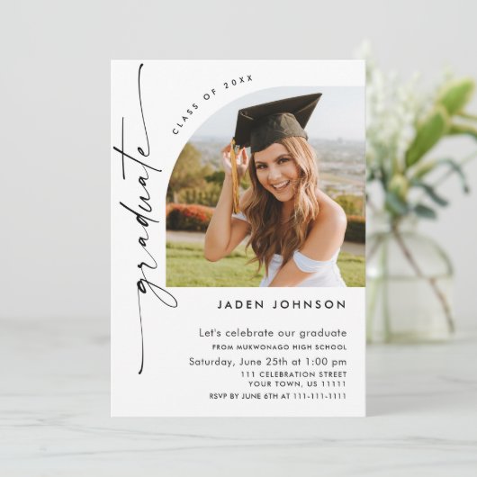 Modern Minimalistisch Afstudeerder 2 FOTO Graduati Kaart (Staand voorkant)