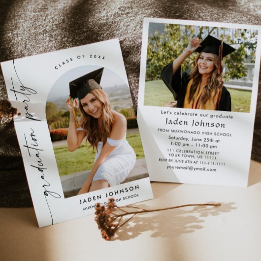 Modern Minimalistisch Afstudeerder 2 PHOTO Graduat Kaart