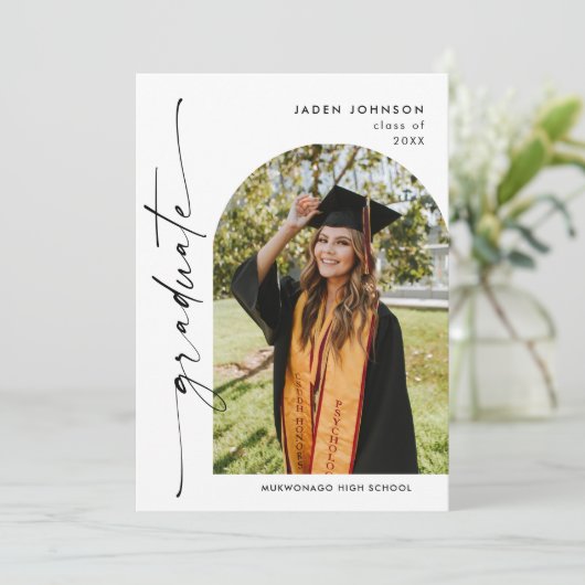 Modern Minimalistisch Afstudeerder 2 PHOTO Graduat Kaart (Staand voorkant)