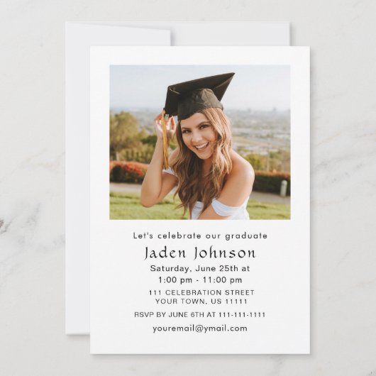 Modern Minimalistisch Afstudeerder 2 PHOTO Graduat Kaart (Achterkant)