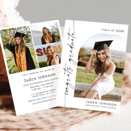 Modern Minimalistisch Afstudeerder 4 PHOTO Graduat Kaart