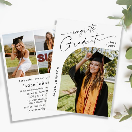 Modern Minimalistisch Afstudeerder 4 PHOTO Graduat Kaart