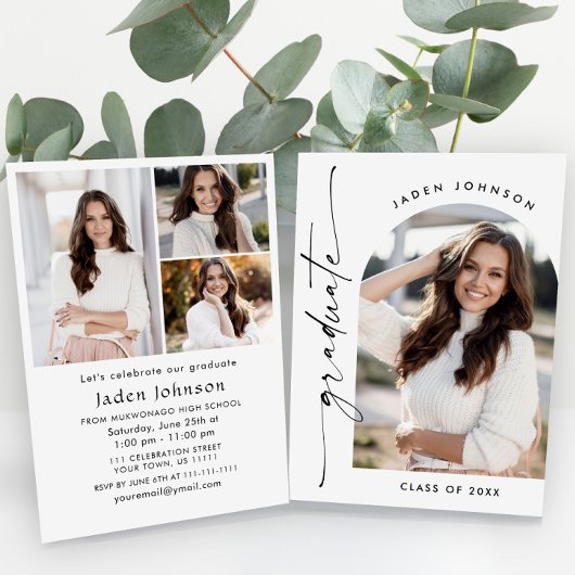 Modern Minimalistisch Afstudeerder 4 PHOTO Graduat Kaart