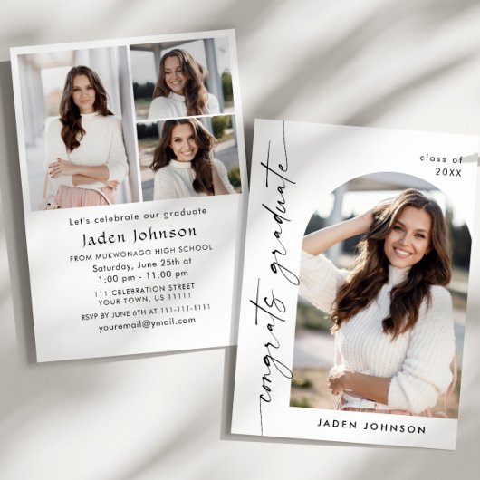 Modern Minimalistisch Afstudeerder 4 PHOTO Graduat Kaart