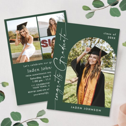 Modern Minimalistisch Afstudeerder 4 PHOTO Graduat Kaart