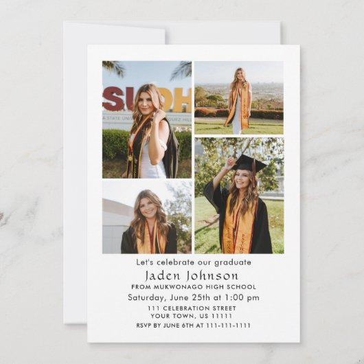 Modern Minimalistisch Afstudeerder 5 FOTO Graduati Kaart (Achterkant)