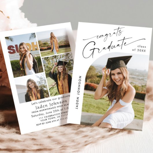 Modern Minimalistisch Afstudeerder 5 FOTO Graduati Kaart