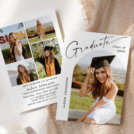 Modern Minimalistisch Afstudeerder 5 FOTO Graduati Kaart