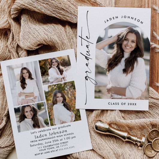 Modern Minimalistisch Afstudeerder 5 FOTO Graduati Kaart