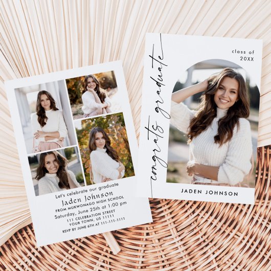 Modern Minimalistisch Afstudeerder 5 FOTO Graduati Kaart