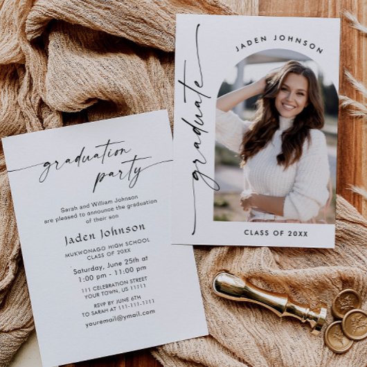 Modern Minimalistisch Afstudeerder PHOTO Graduatio Kaart