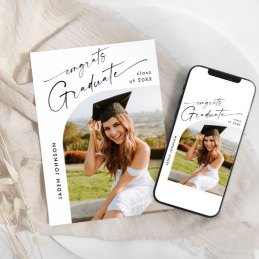 Modern Minimalistisch Afstudeerder PHOTO Graduatio Kaart