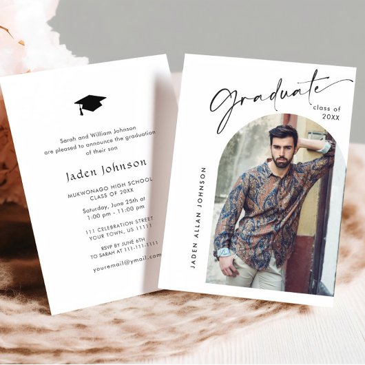 Modern Minimalistisch Afstudeerder PHOTO Graduatio Kaart