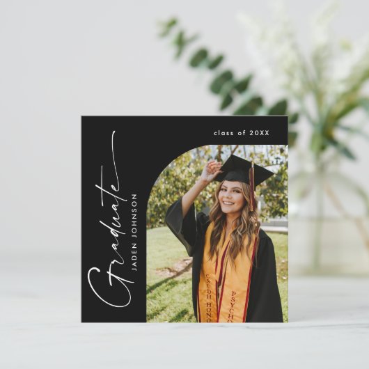 Modern Minimalistisch Afstudeerder PHOTO Graduatio Kaart (Staand voorkant)