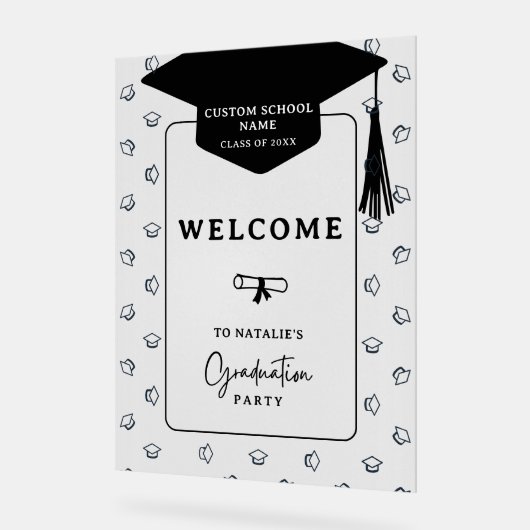 Modern minimalistisch afstudeerfeest welkom acryl bord (Hoek)
