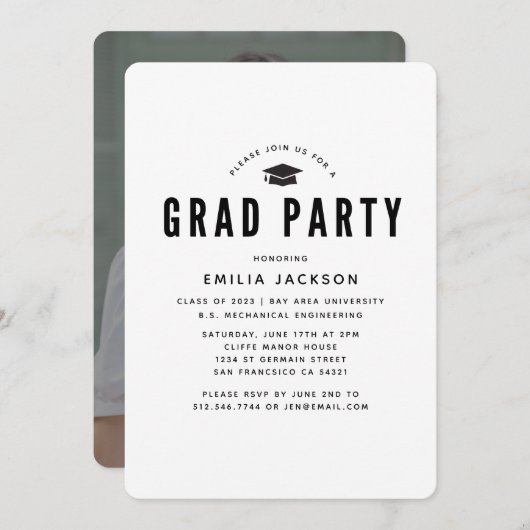 Modern minimalistisch Afstuderen 2023 | Fotopartij Kaart (Voorkant / Achterkant)