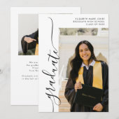 Modern minimalistisch Afstuderen Afstudeerder Foto Aankondiging (Voorkant / Achterkant)