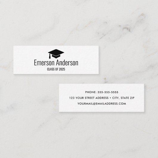 Modern minimalistisch afstuderen afstuderen naamka contactkaartje (Voorkant / Achterkant)