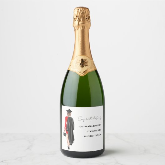 Modern minimalistisch Afstuderen cadeau Sparkling Wijnetiket (Voorkant)