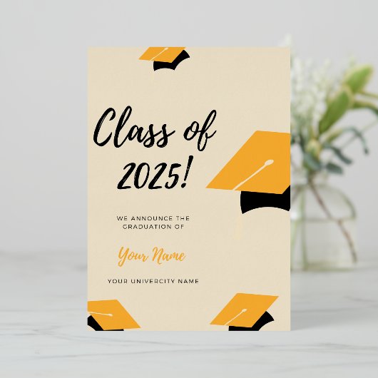 Modern minimalistisch Afstuderen | Custom Folie Uitnodiging (Staand Voorkant)