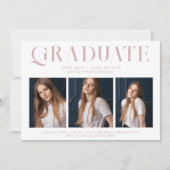 Modern minimalistisch Afstuderen drie foto Kaart (Voorkant)