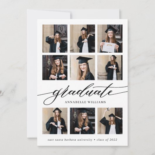 Modern minimalistisch Afstuderen fotocollage Aankondiging (Voorkant)