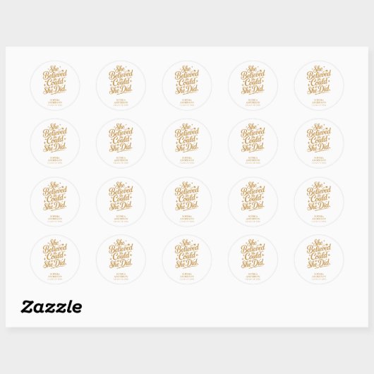 Modern minimalistisch Afstuderen Gold Script Quote Ronde Sticker (Vel)