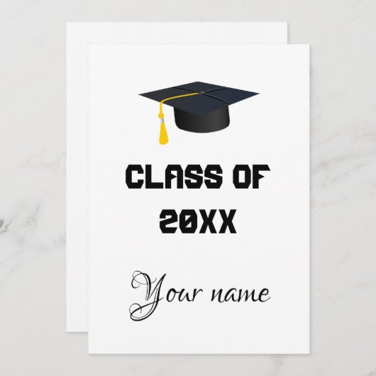 Modern minimalistisch afstuderen kaart (Voorkant / Achterkant)