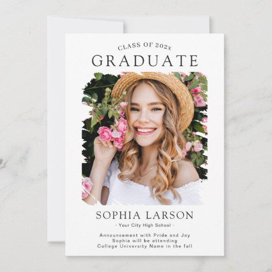 Modern minimalistisch Afstuderen penseelstreken Aankondiging (Voorkant)