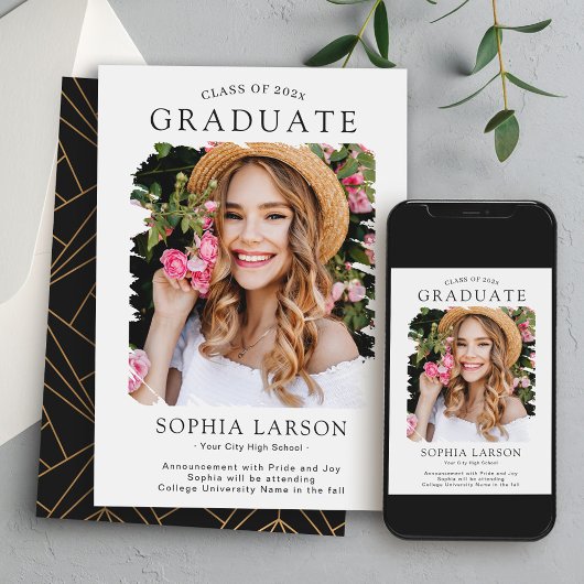 Modern minimalistisch Afstuderen penseelstreken Aankondiging