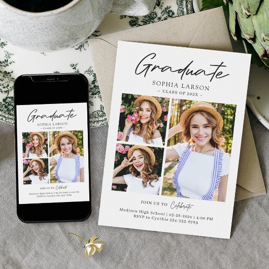 Modern minimalistisch Afstuderen voor fotocollage  Aankondiging