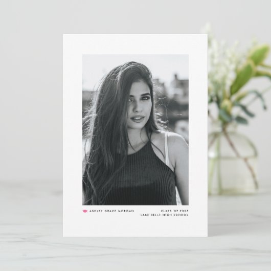 Modern minimalistisch Afstuderen voor hot-roze fot Aankondiging (Staand voorkant)