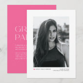 Modern minimalistisch Afstuderen voor hot-roze fot Aankondiging (Voorkant / Achterkant)