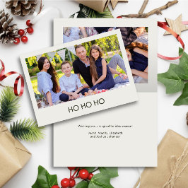 Modern Minimalistisch Albast "HO HO HO" Foto  Feestdagen Kaart