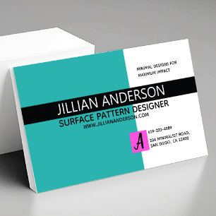 Modern Minimalistisch Aqua Zwart Visitekaartje