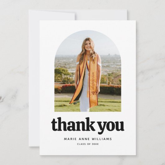 Modern Minimalistisch Arch Photo Afstuderen Bedankkaart (Voorkant)