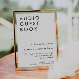Modern Minimalistisch Audio Gastenboek Trouwbord Poster