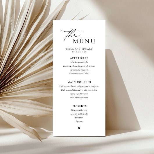 Modern minimalistisch avondmenu