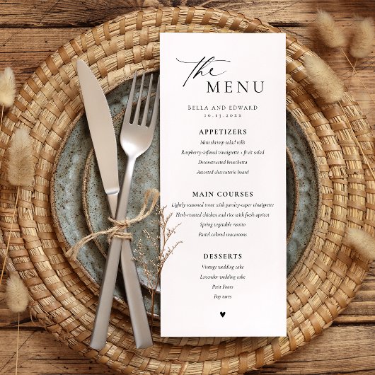 Modern minimalistisch avondmenu