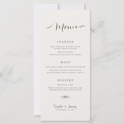 Modern minimalistisch avondmenu (Voorkant)