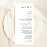 Modern minimalistisch avondmenu menu<br><div class="desc">Dit moderne minimalistische huwelijksdiner menu is perfect voor uw stijlvolle boho bruiloft. Het eenvoudige, unieke abstracte ontwerp, vergezeld van een hedendaags minimaal script en een wit en zwart kleurenpalet geeft dit product een gevoel van elegante formele luxe terwijl het simplistisch, chique bohemien blijft. Houd het zoals het is, of kies...</div>