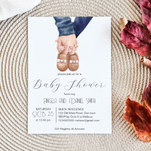 Modern minimalistisch baby shoe baby shower kaart