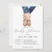 Modern minimalistisch baby shoe baby shower kaart (Voorkant)