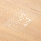 Modern minimalistisch Baby shower Acryl Uitnodigingen (Laagn)