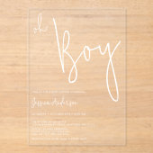Modern minimalistisch Baby shower Acryl Uitnodigingen (Voorkant)