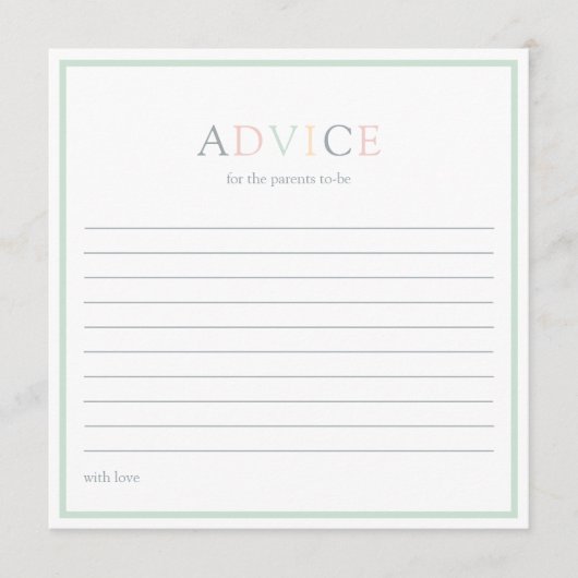 Modern minimalistisch Baby shower Advieskaart (Voorkant)